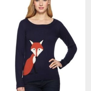 Pink Rose Navy Sweater w/ Fox